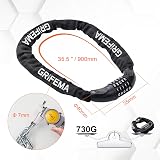 GRIFEMA GAK1201-9 Bike Lock 5-Digit Resettable Chain 900mm Black view 2