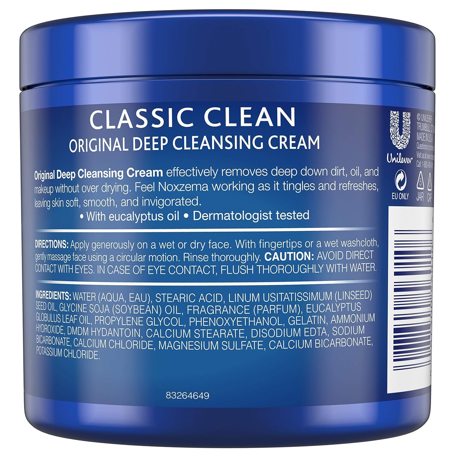 Noxzema Classic Clean Cream, Original Deep Cleansing 12 oz