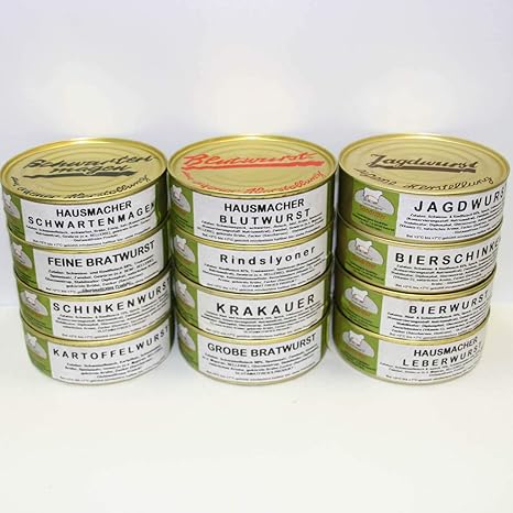 Dosenwurst alle Sorten 200g, Probierset, Vorteilsset, Vorratsset, glutamatfrei, Landmetzgerei Sandritter