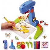 LEERFEI Kids Adjustable Art Drawing Projector &amp; Sketcher Toy Set | Includes 4 Discs with 32 Patterns, 12 Pens &amp; Paper Pad. Play-Based Learning Toy for Boys &amp; Girls Ages 3+.