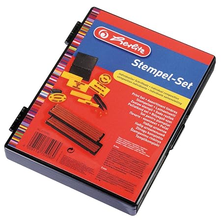 Herlitz 8750085 12 teiliges Stempelset zum Selbersetzen mit schwarzem Stempelkissen