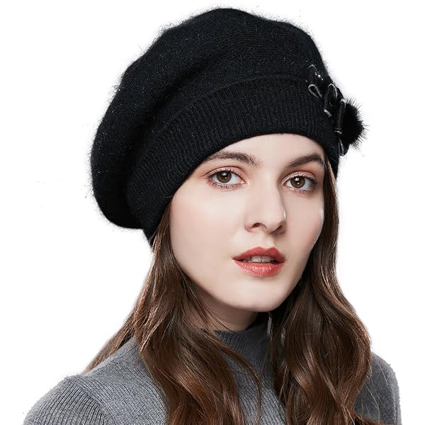 Ailaile Cashmere Berets Hats Women Winter Warm Merino Wool  display picture 3