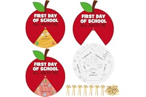Dispowreath 24 Sets Color Your Own Back to School Craft Wheel, First Day of School All About Me Apple Craft Activity Kit for School Home Classroom Supplies