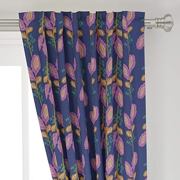Amazon Com Roostery Curtain Panel Purple Floral Vines