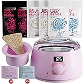 Rosepil Digital Wax Warmer - Beginner-Friendly Waxing Kit with Smart Temp Control, 6 Packs (3 Colors) Wax Beads for Targeted Hair Removal - Ideal for Body, Bikini, face, Home Salon Use