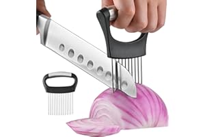 【2 PCS】Onion Holder for Slicing - Stainless Steel Vegetable & Fruit Cutter Chopper for Onions, Tomatoes, Avocados, Potatoes, 