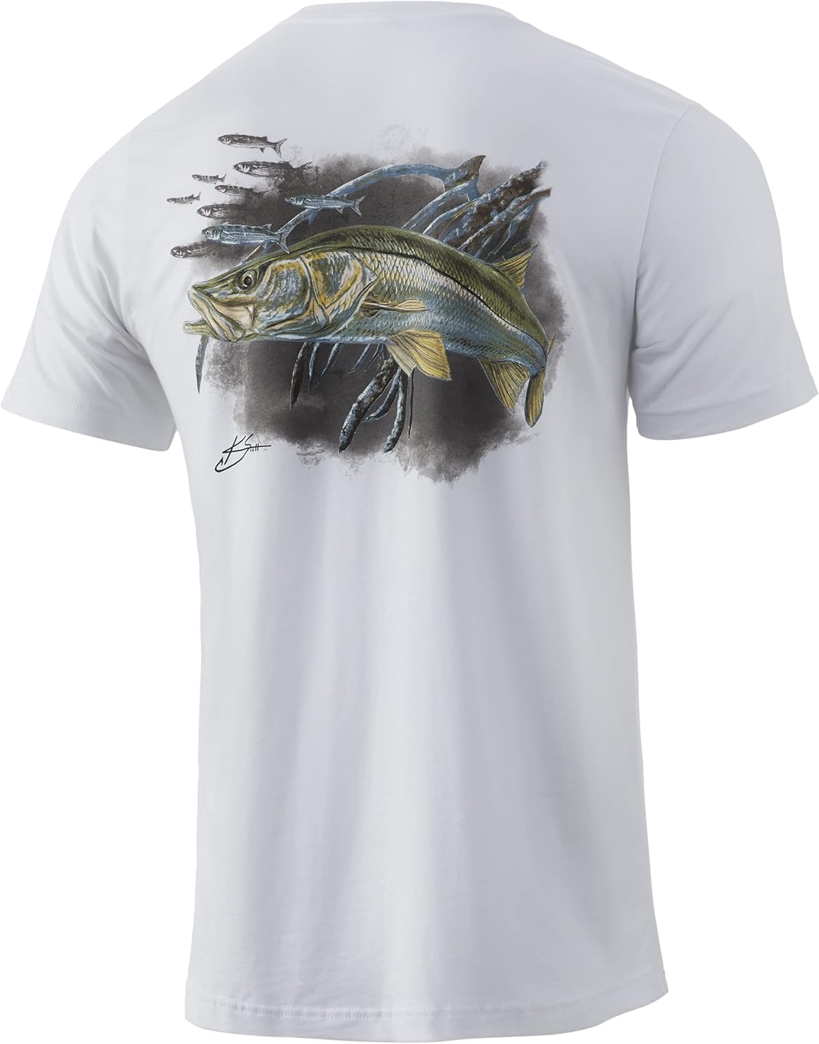 HUK Kc Tee Performance Fishing TShirt, High Tide Moves White, X