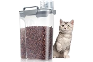 TBMax Large Cat Food Storage Container, Portable Dog Food Container with Upgraded Large Spout and Cup, Travel Pet Food Storage Dispenser for Small Animal Kibble Storage, Bird Seed Container - Grey