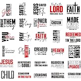 Shejdgart Dtf Transfers Ready to Press - 30 Pcs Christian Bible Verse Inspirational Iron on Patches for T-Shirts, Religious Iron on Stickers Heat Transfer Vinyl Decals for DIY Fabric Clothes Decor