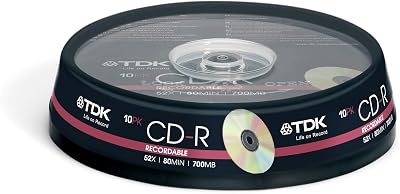 TDK CD-R 80min 52x Recordable Blank Discs 10 Pack Spindle Data Music Photos