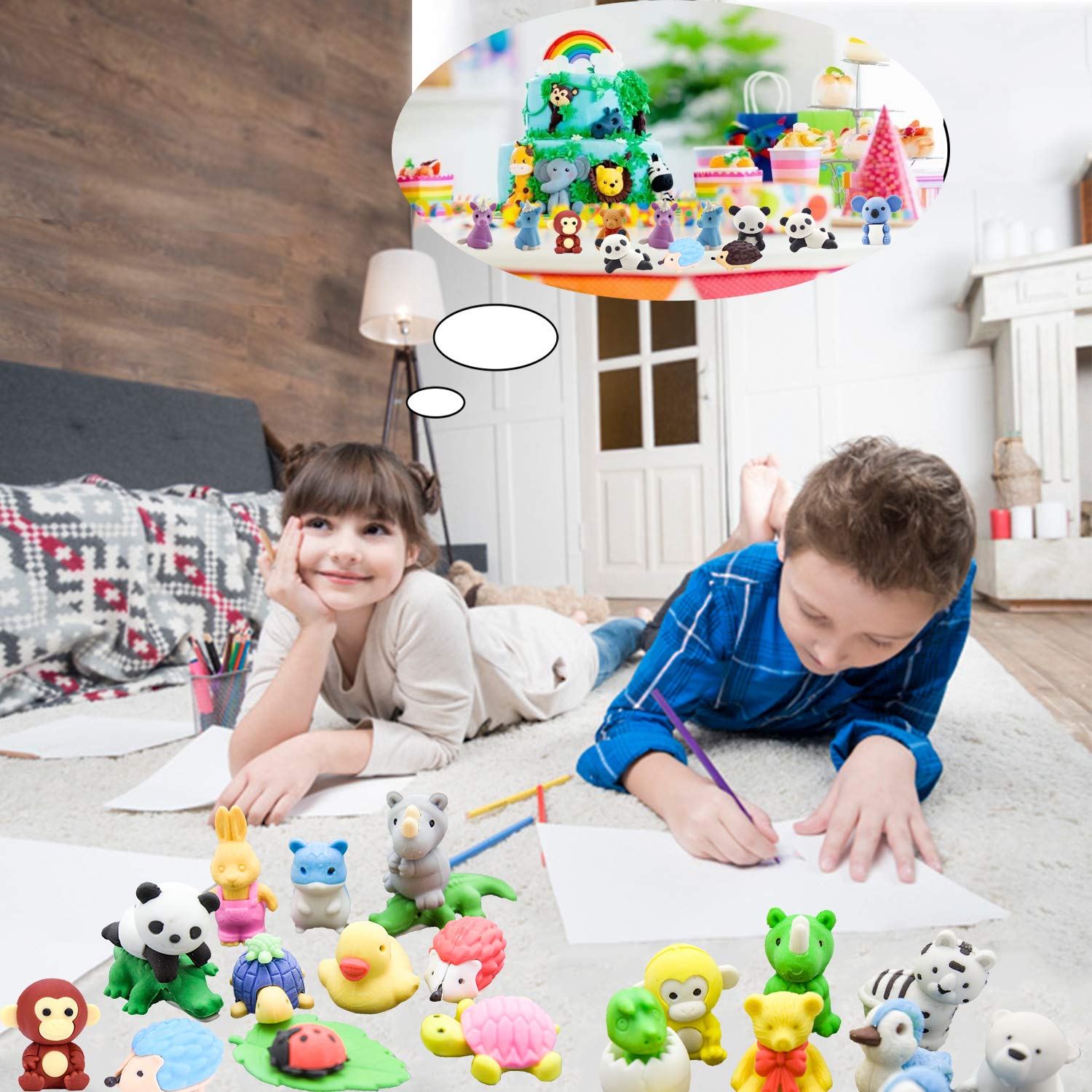 70Pcs Animal Erasers for Kids Desk Pets, 3D Take Apart Animal Pencil Erasers for Kids Classroom Rewards,Game Prizes,Treasure Box Party Favors, Back to School Supplies