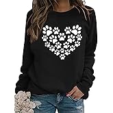 ZUNQKG Womens Dog Mom Sweatshirt Long Sleeve Dog Paw Print Crewneck Funny Heart Graphic Sweatshirts