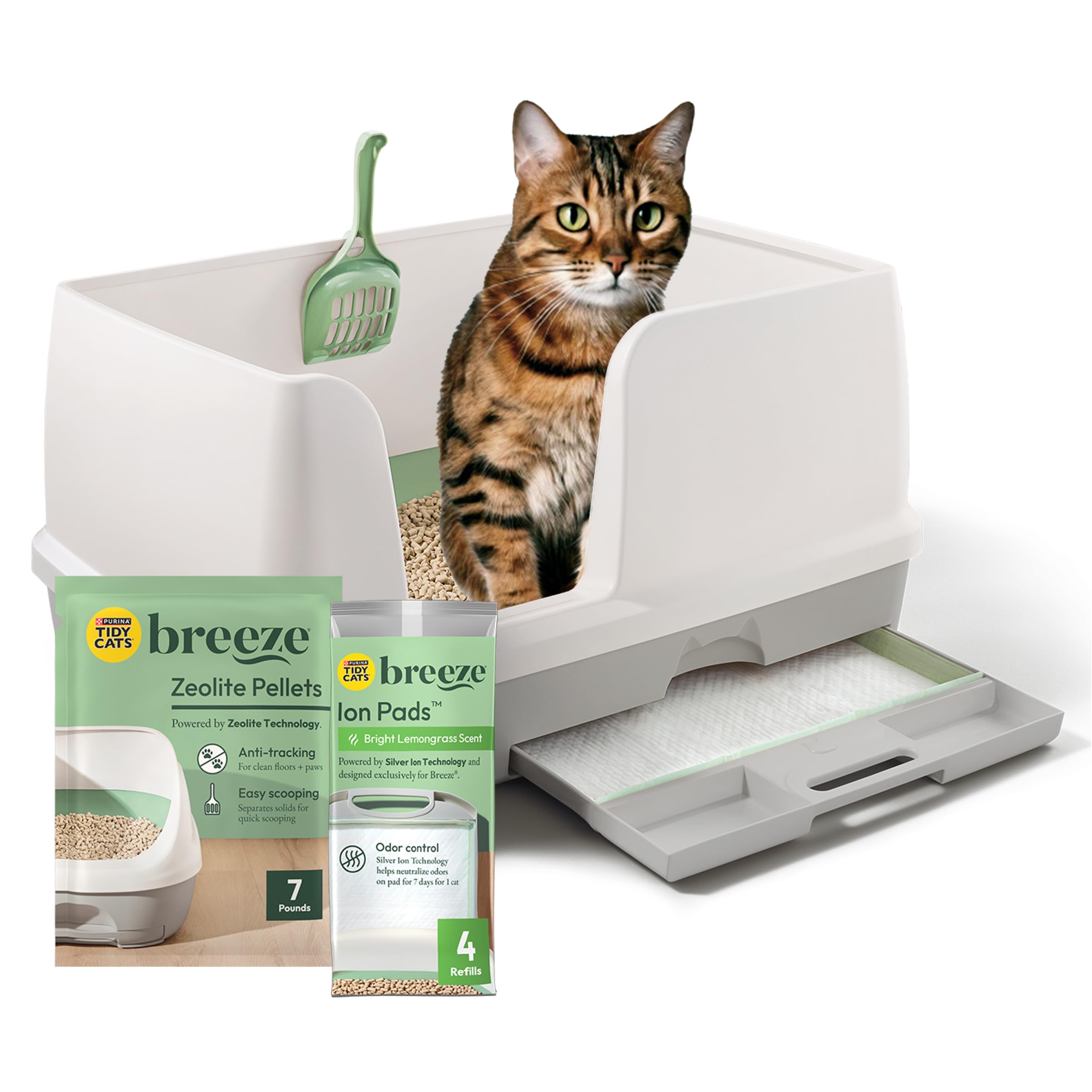 Photo 1 of Purina Tidy Cats Litter System, Non-Clumping, Breeze XL All-in-One Odor Control & Easy Clean Multi Cat Box - 18 lb. Box