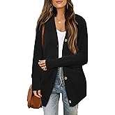 Allegra K Cardigan Sweaters for Women 2025 Fall Fashion Open Front Button Down Pockets Knit Sweater Casual Long Cardigans