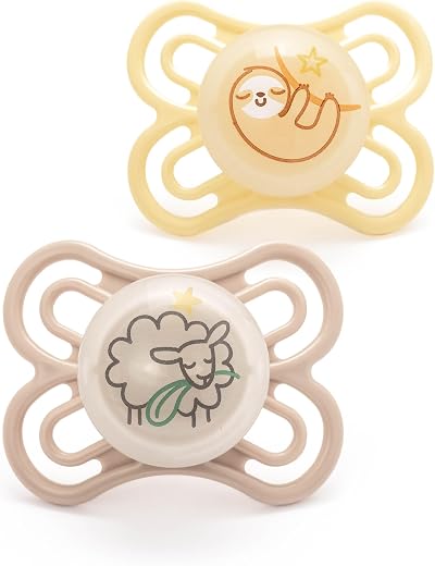 MAM Perfect Night Soothers 0-6 Months 2 Pack Glow in Dark Dummies