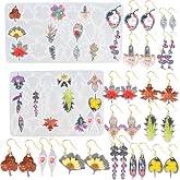 2Pack Clear Leaf Shape Resin Earring Mold with Holes, Variety Shaped Jewelry Molds, Leaf Pendant Earring Keychain Molds, Silicone Molds for Epoxy Resin,Earrings, Pendant, Keychain