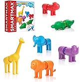 SmartMax My First Safari Animals - STEM Magnetic Building Set Ages 1-5 | Soft animals click onto magnetic bars | Magnetic discovery &amp; STEM | Big pieces for little hands | Build 6 or mix &amp; match!