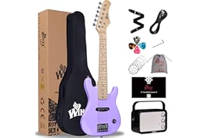 WINZZ 30 Inch Kids Electric Guitar Kit, Beginner Mini Electric Guitar with Amp, Case, Extra Strings, Picks, Strap, Cable and 
