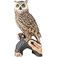 Ovewios Owl Garden Statue - Perching Forest Owl on Stump Resin Figurine for Home Indoor Outdoor Garden Patio Yard Decor