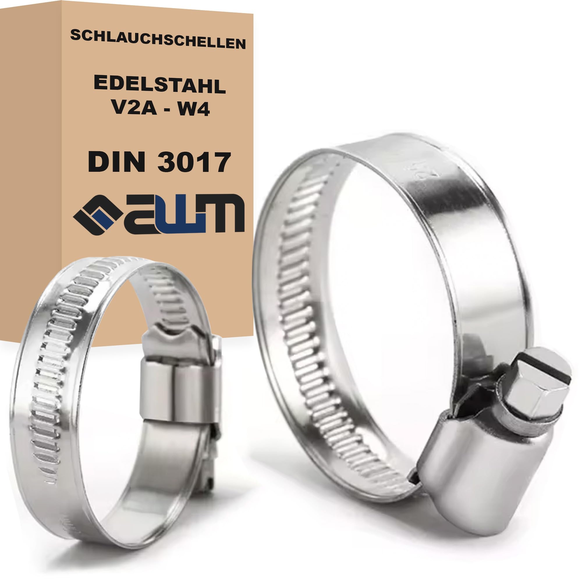 Hose Clamps Stainless Steel V2A W4 Premium Quality DIN 3017 Hose Clamps Pipe Clamps (10, 70-90 mm)