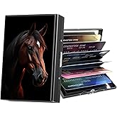 ACWDMKH Metal Wallet,Credit Card Holder for Women Men,RFID Blocking Card Holder Wallet Mini Slim Aluminum Wallet ID Case Hard Card Case Business Card Holder Case,Brown Horse