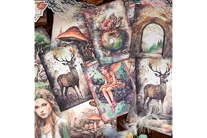 Yoksas 150 Sheets Vintage Forest Mushroom Scrapbook Paper - Fantasy Junk Journal Decorative Cardstock for Posters,Card Making,Scrapbook Craft Supplies