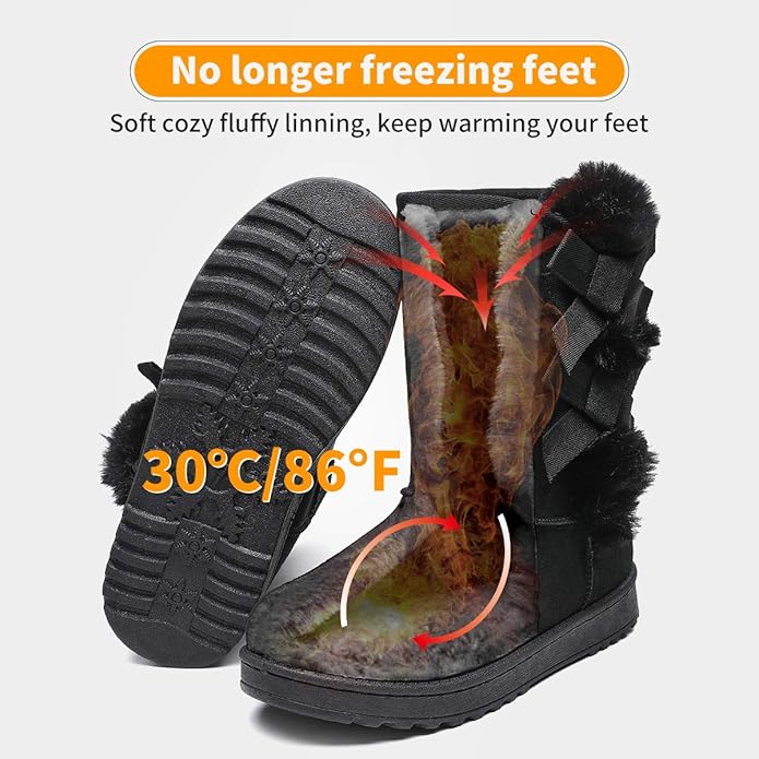 Winter Boots Women Fashion Bootie%EF%BC%88Black