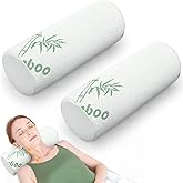Bucherry 2 Pcs 15.8 x 5.9 Inches Cervical Neck Roll Memory Foam Pillow Cylinder Bolster Pillow for Bed Round Neck Support with Removable Washable Cover for Sleeping Travel Yoga Legs Back Lumbar