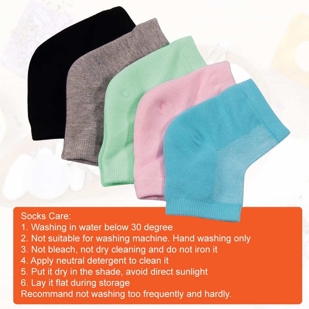 Selizo 5 Pairs Moisturizing Gel Heel Socks Open Toe Socks for Dry Hard Cracked Heels, 5 Colors : Beauty