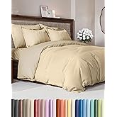 Duvet Cover Queen Size - Extra Soft Queen Size Duvet Cover - Lightweight, Breathable, Easy Care & Fade Free w/ Zipper Closures & Ties - 90" x 90" Inches - (Heathered Tan) Comforter Not Included