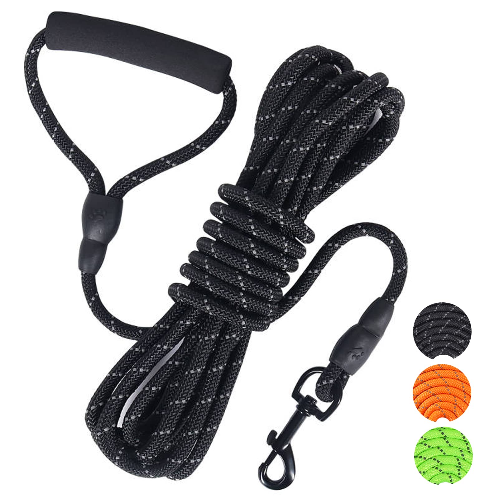 Vivifying Long Dog Lead, 10M/32FT Reflective Floating Long Leads for Dog Training with Soft Handle for Camping, Hiking, Swimming, Beach and Lake (Reflective Black) — image 1