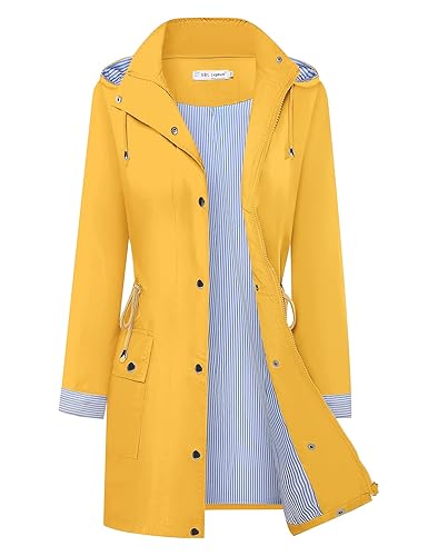 Hooded Raincoat Women Yellow Rain Coat BBX Lephsnt Yellow Raincoat