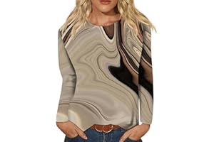 BARNRAE Vintage Tees for Women Women's Fashion Casual Round Neck Long Sleeve Printed T-Shirt Top