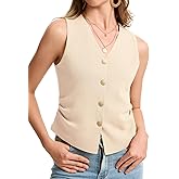 WUDODO Sweater Vest Women Dressy Button Up Knit Sleeveless Tank Tops Work Business Casual Outfits Summer