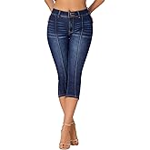roswear Women’s Capri Pants Trendy Mid Rise Skinny Stretchy Front Seam Denim Jeans