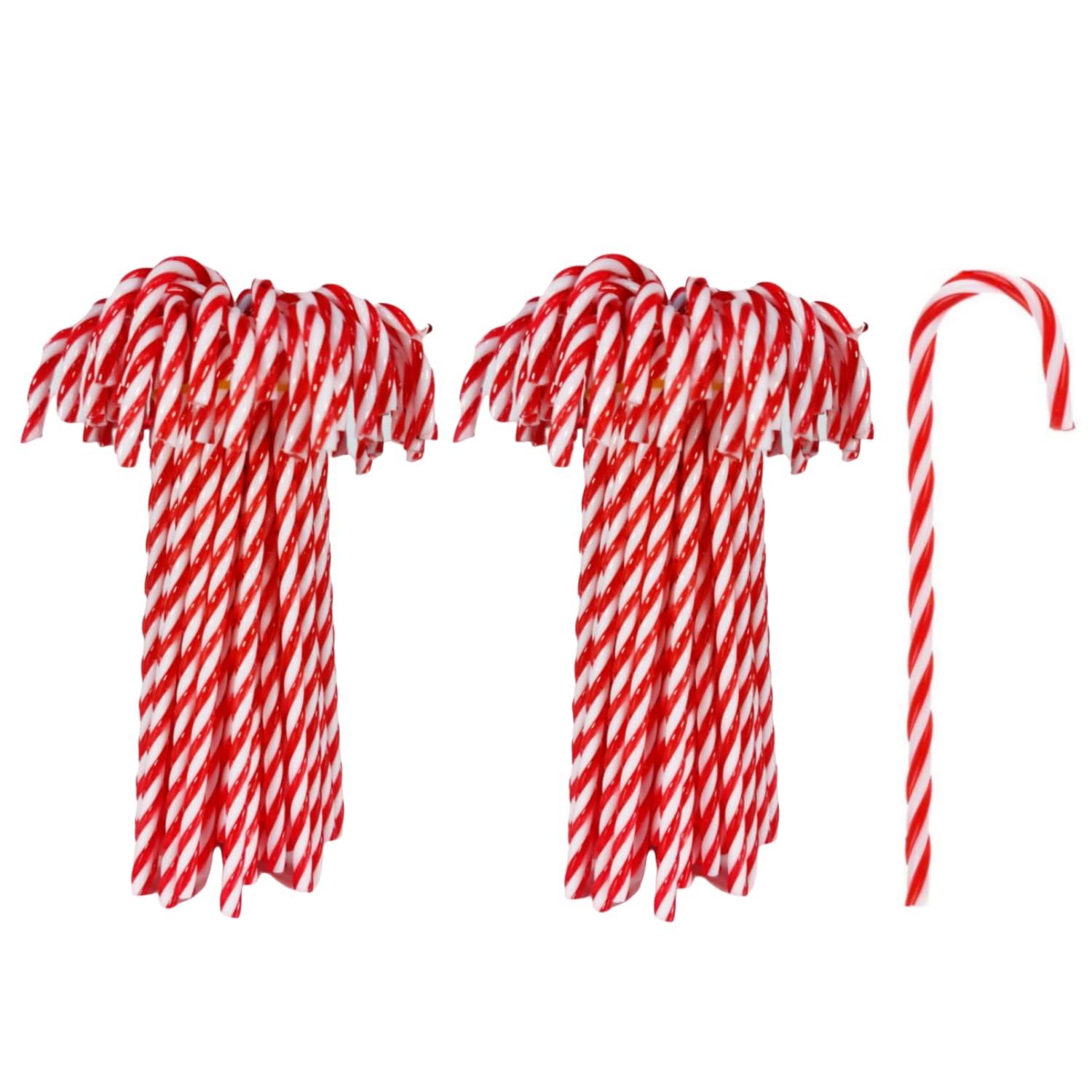 Photo 1 of 100 Pcs Christmas Candy Canes 5.9 inch Plastic Christmas Tree Hanging Ornaments Twisted Red White Crutch Candy Canes for Xmas Home Indoor Outdoor Party Decoration (C)