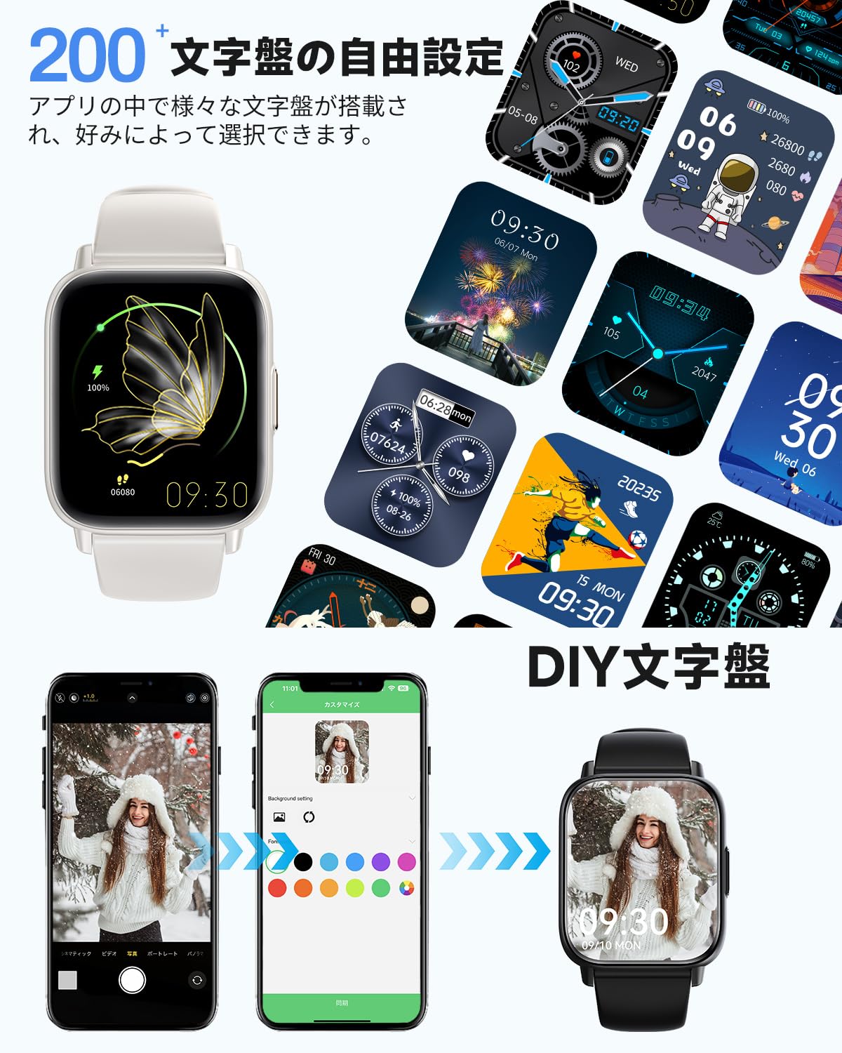 Smart Watch (2024 New Appearance & 1.83 Inch Large Screen) Compatible with iPhone & Android Phone Function, Calls, Incoming Calls, Line, Message Notifications, Smart Watch, IP67 Waterproof, 100+
