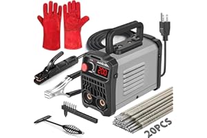 Hpoouo 200Amp 20PCS Rods Stick Welder, Super MINI Portable Welding Machine, IGBT Inverter Welder Machine 110V with Hot Start Arc Force Anti-Stick, for 1/16"-1/8" Rod ARC Welder, Chip Hammers (Gray)