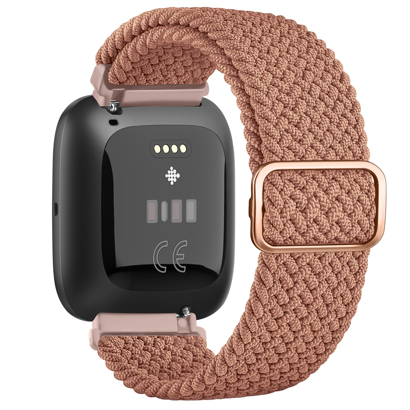 Wanme Braided Stretchy Straps Compatible with Fitbit Versa 2 Straps for Women Men,Fitbit Versa Strap,Soft Stretchy Adjustable Nylon Breathable Strap for Fitbit Versa 2/Versa/Versa Lite/SE (Brown)