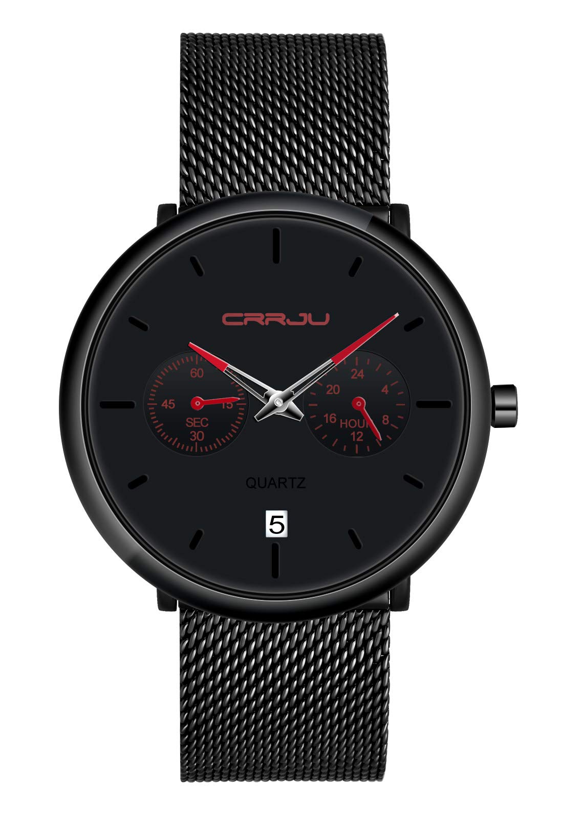 MicLee Men's Boy's Wrist Watches, Quartz Watch, Business Watch, Student Casual Watch, Alloy Watch with Calendar, Mineral Glass dial Window, Stainless Steel mesh Band