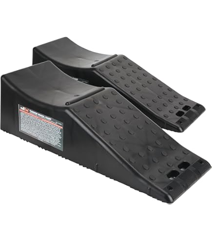 RODAC 1-Ton Capacity Car Ramp – Heavy Duty Steel Construction, Red, Single Ramp For Vehicle Maintenance & Repairs