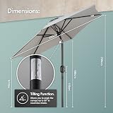 VonHaus Parasol 2M Garden Patio Umbrella with Tilt & Crank Grey view 7