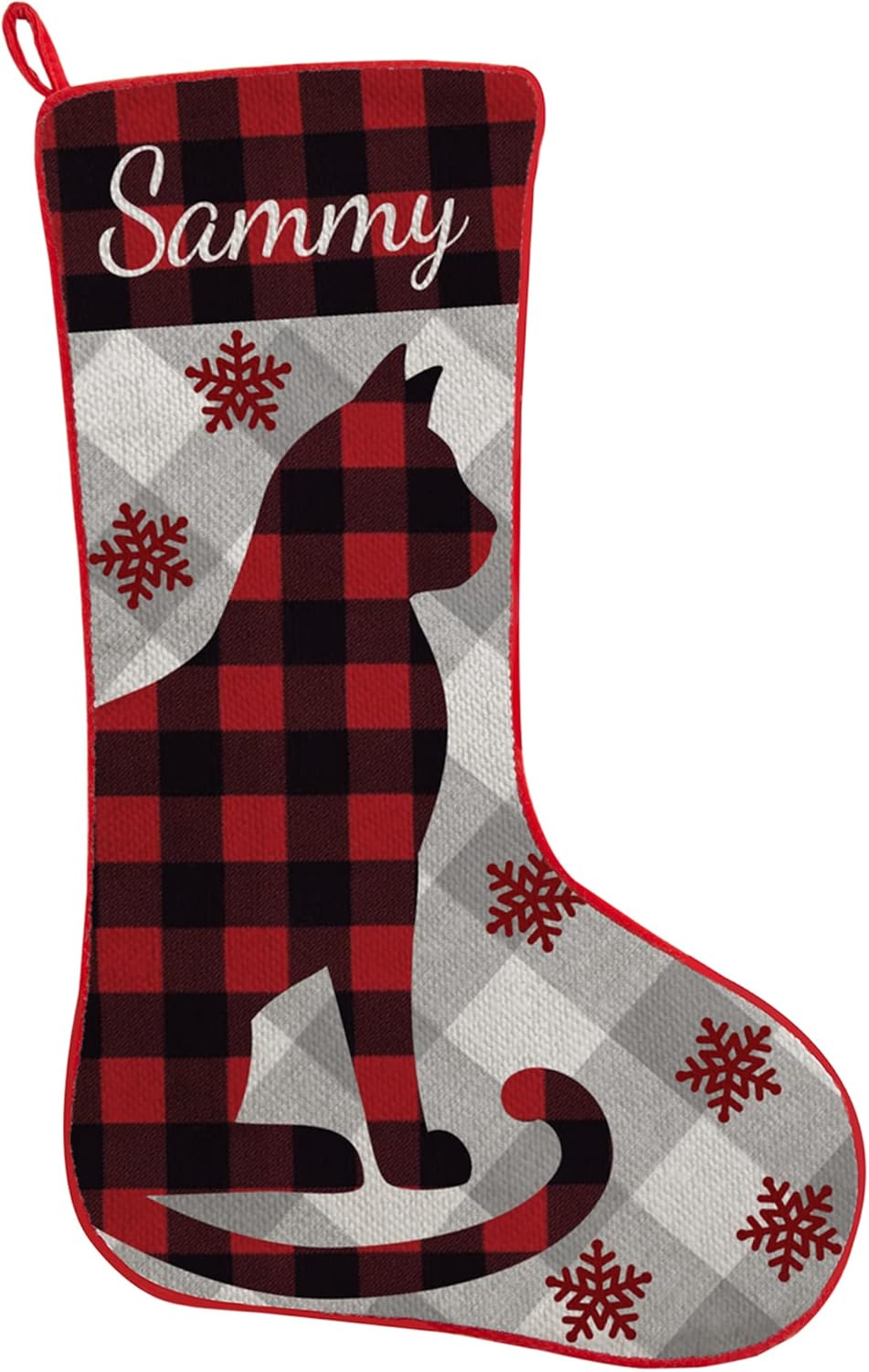 Stockings & Holders - Let's Make Memories Personalized Christmas Stockings - Perfectly Plaid - Rustic Christmas Decor - Cat Design - Customize with Your Name - Stockings for Family - 19