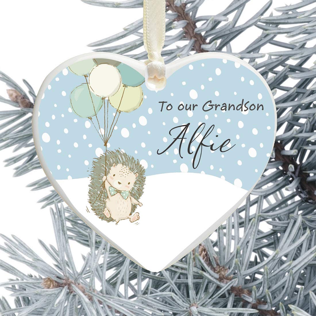 Personalized Grandson Ceramic Heart Christmas Tree