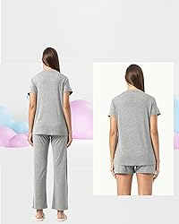 Rnxrbb 3 Piece Postpartum Nursing Pajamas Set