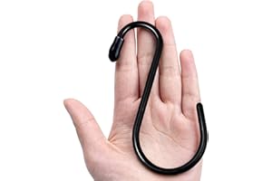 Dreecy 18 Pack S Hooks for Hanging Plants, 4-1/2inch Heavy Duty S Hooks, Large Black Metal Vinyl Coated S Hook, Non Slip Utility Hooks for Hanging for Closet Jeans Bags Jewelry Towels Pot Pan Cups