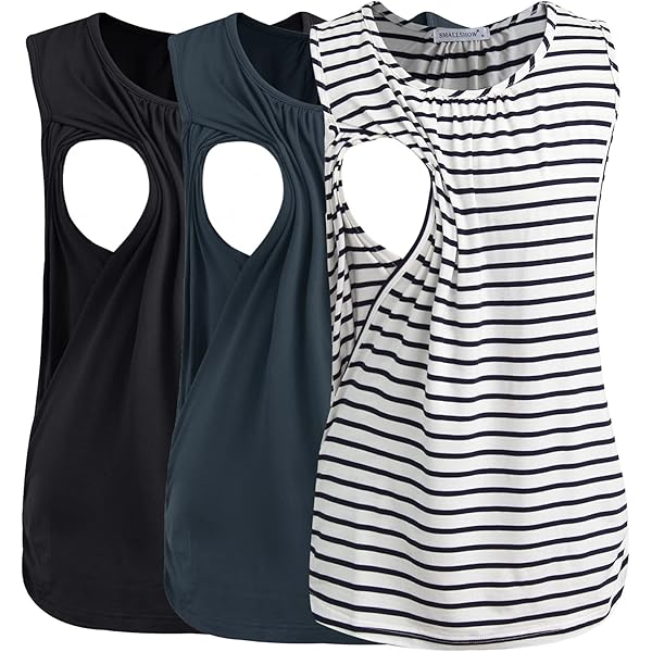 Women's Maternity Nursing Tops 3-Pack - Short Sleeve Breastfeeding Shirts