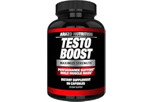 Arazo Nutrition TestoBoost Test Booster Supplement - Potent & Natural Herbal Pills - Boost Muscle Growth - Tribulus, Horny Goat Weed, Hawthorn, Zinc, Minerals