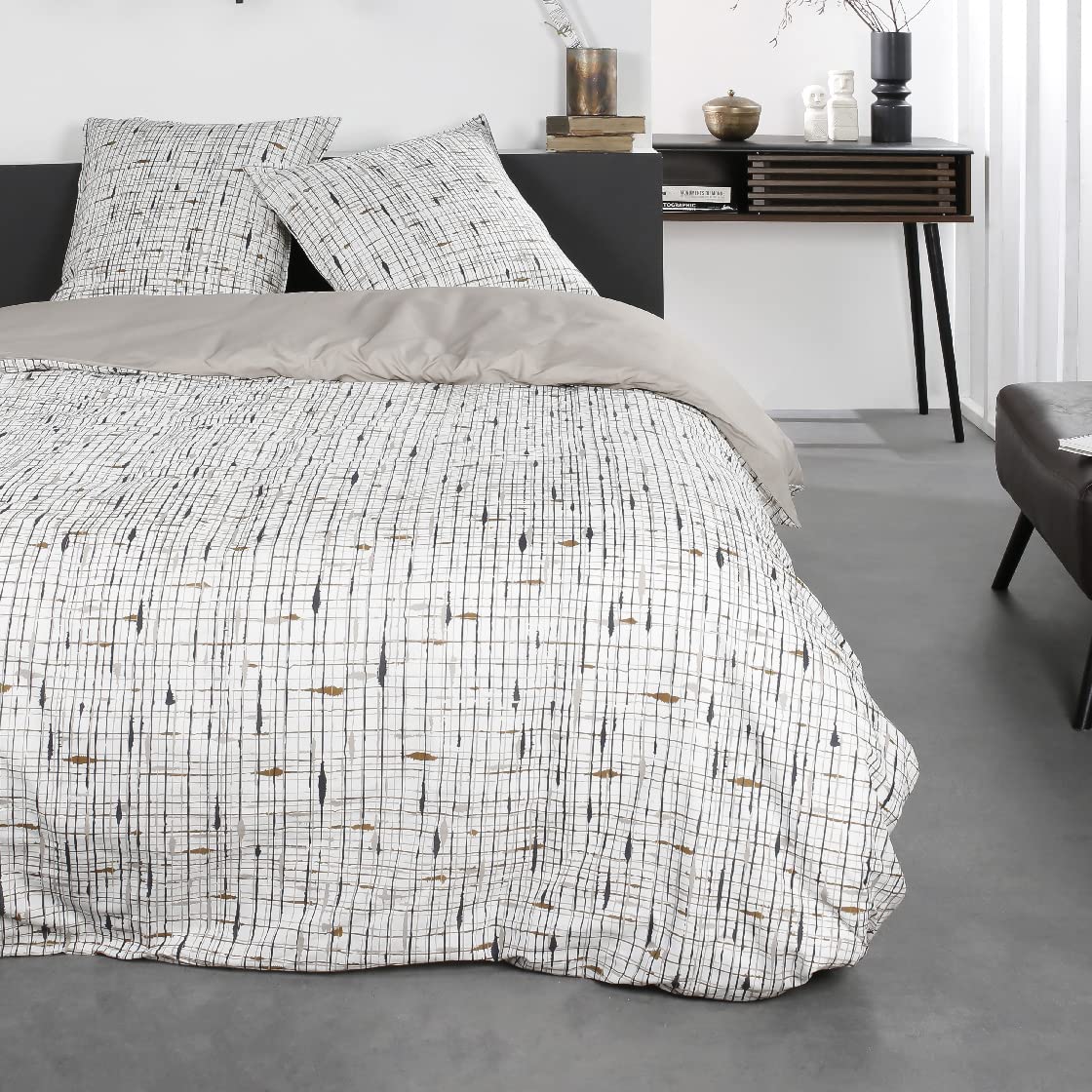 TODAY Duvet Cover Set, Cotton, Beige, Jumeau