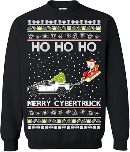 Memetic Ugly Christmas Sweater Merry Cybertruck Unisex